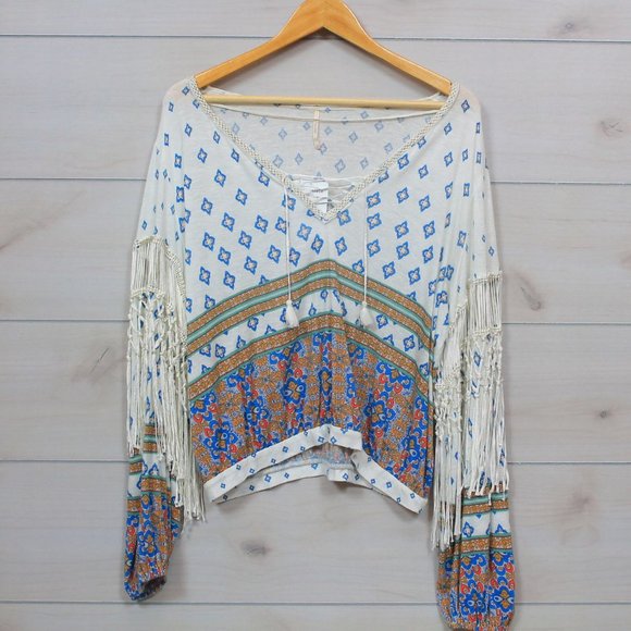 Free People Fringe Macra Maze Me Boho Blouse - Picture 5 of 8